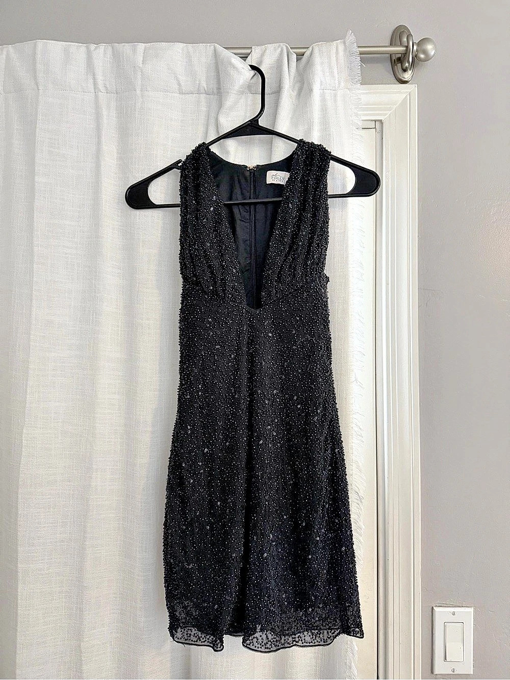 Oh Polly Black Beaded Mini Dress Like New
